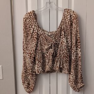 By Together Brown and Cream Patterned Blouse